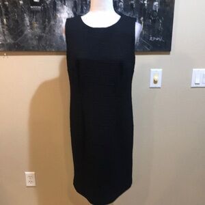 Mario Serrani Italy Black Textured Sleeveless Knit Stretch Sheath Dress-Size M